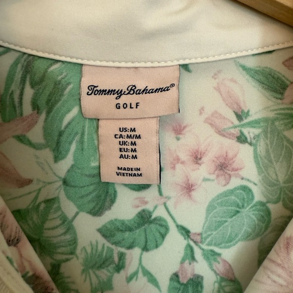 TOMMY BAHAMA Pink Green Sands Floral Sleeveless Mock Golf Shirt - Picture 5 of 6